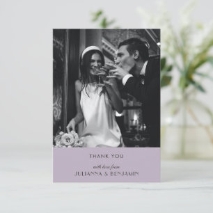 Carte De Remerciements Photo minimaliste Dusty Lilac Art Déco Mariage