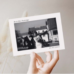 Carte de remerciements photo minimaliste Mariage