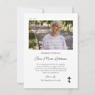 Carte De Remerciements Photo minimaliste Mémorial chrétien orthodoxe