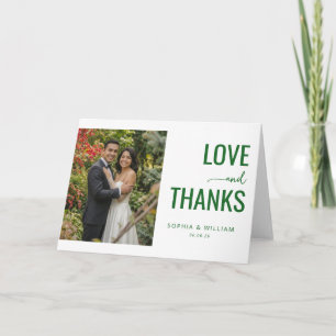 Carte De Remerciements Photo Minimaliste Vert Joyeux