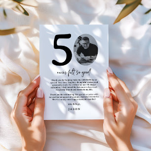 Carte De Remerciements Photo Moderne 50e Anniversaire