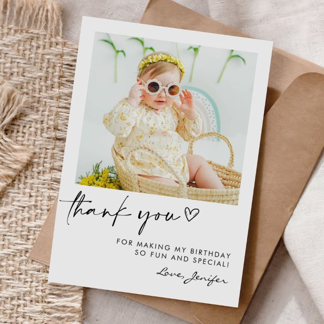 Carte De Remerciements Photo moderne Anniversaire (Créateur téléchargé)