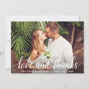 Carte De Remerciements Photo moderne d'amour et de mercis de manuscrit de