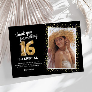 Carte De Remerciements Photo moderne du 16e anniversaire