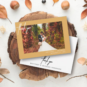 Carte De Remerciements Photo moderne lettrage jaune moutarde