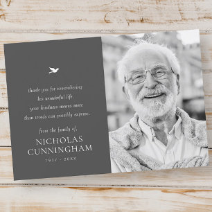 Carte De Remerciements Photo moderne minimaliste simple Memorial