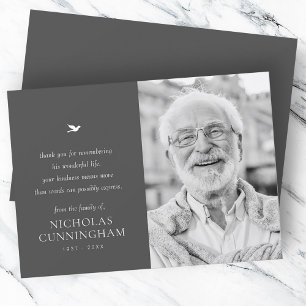 Carte De Remerciements Photo moderne minimaliste simple Memorial