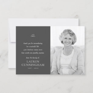 Carte De Remerciements Photo moderne minimaliste simple Memorial