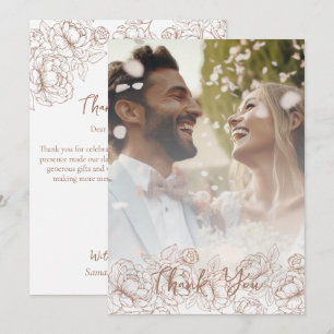 Carte De Remerciements Photo moderne Mocha Mousse Boho Elégant mariage