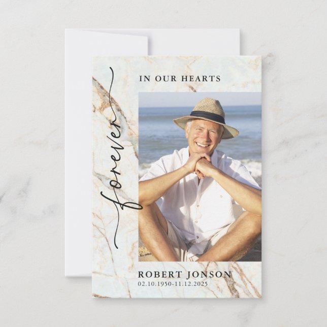 Carte De Remerciements Photo Moderne pour toujours dans nos coeurs Funéra (Devant)