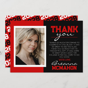 Carte de remerciements photo moderne Red & Black G