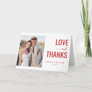 Carte De Remerciements Photo Moderne Rouge Joyeux