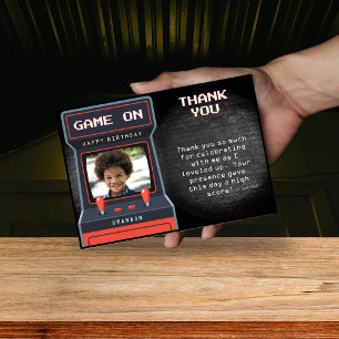 Carte De Remerciements Photo Mur Brique Jeu D'arcade Rétro