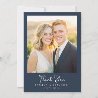 Carte De Remerciements Photo Navy Romantique