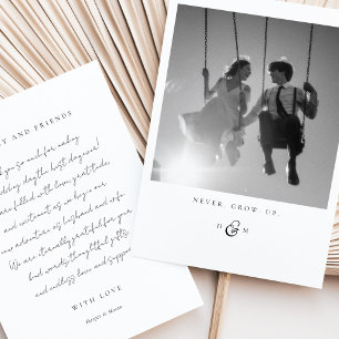 carte de remerciements photo "Ne jamais grandir"