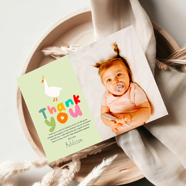 Carte De Remerciements Photo neutre Deux Oies Idiotes 2e Anniversaire (Créateur téléchargé)