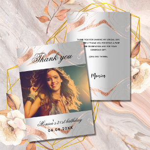 Carte de remerciements photo or rose d'or