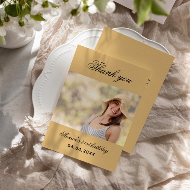 Carte de remerciements photo orange douce d'annive (Créateur téléchargé)