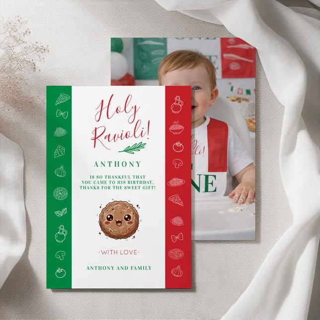 Carte De Remerciements Photo Our Little Meatball is One Birthday Party (Photo Our Little Meatball is One Birthday Party Thank You Card)