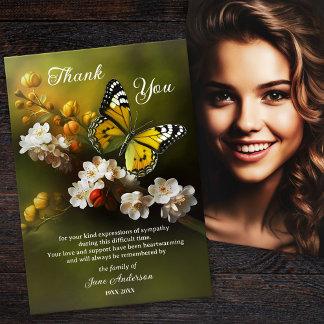 Carte de remerciements photo Papillon Sympathie