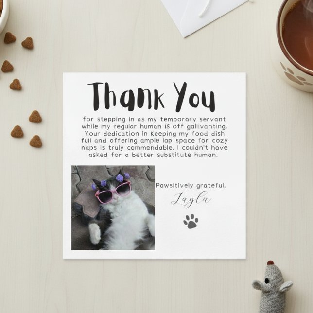 Carte de remerciements photo personnalisée avec gr (Pawsitively Grateful Custom Photo Thank You Card)