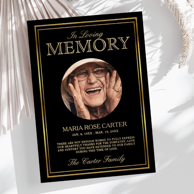 Carte De Remerciements Photo personnalisée des funérailles de sympathie (Créateur téléchargé)