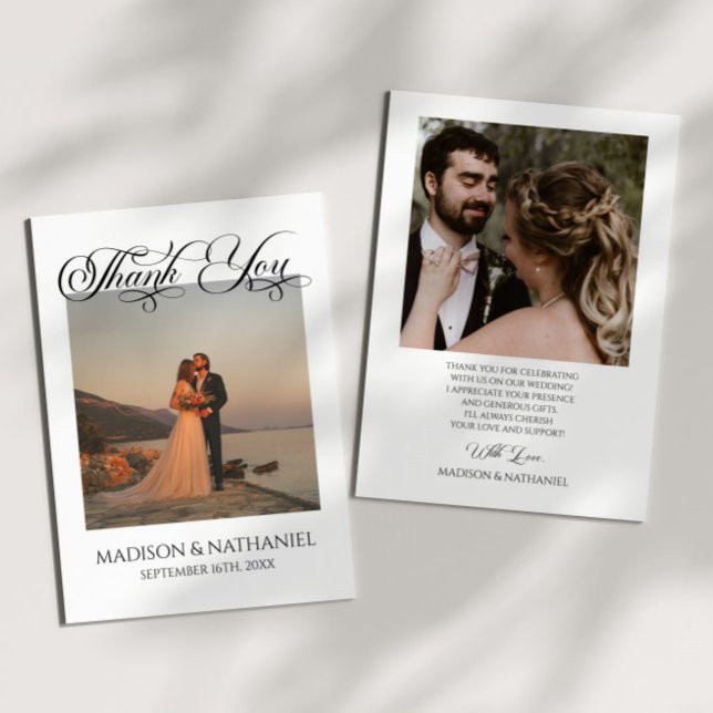 Carte De Remerciements Photo personnalisée minimaliste Classique Mariage  (Créateur téléchargé)