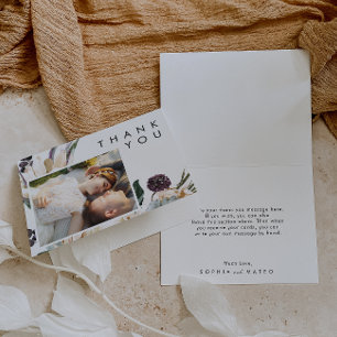 Carte De Remerciements Photo pliée Fleurs blanches