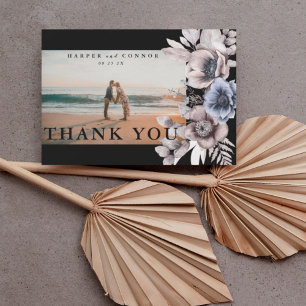 Carte De Remerciements Photo Premium Black Gold Botanical Pampas Florals