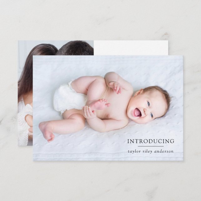 Carte De Remerciements Photo Présentation des statistiques de naissance N (Devant / Derrière)