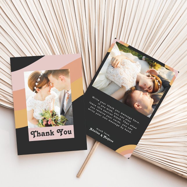 Carte De Remerciements Photo Rainbow Dark Flat des années 70 de la Retro  (Créateur téléchargé)