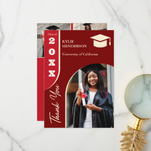 Carte De Remerciements Photo Red Modern Graduation