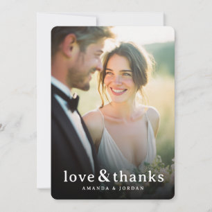Carte De Remerciements Photo romantique beige joyeux
