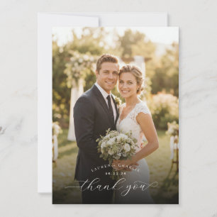 Carte De Remerciements Photo romantique blanc joyeux