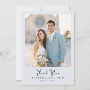 Carte De Remerciements Photo Romantique Bleu Clair Joyeux