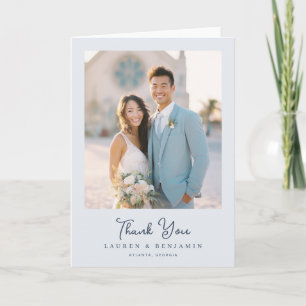 Carte De Remerciements Photo Romantique Bleu Clair Joyeux
