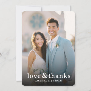 Carte De Remerciements Photo Romantique Bleu Joyeux