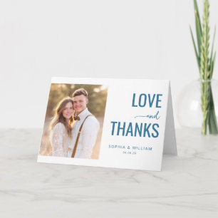 Carte De Remerciements Photo romantique bleu sincère
