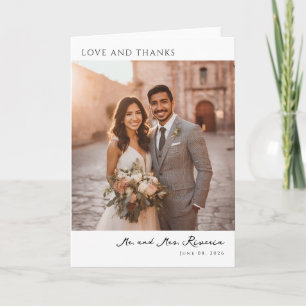 Carte De Remerciements Photo Romantique Doré Joyeux