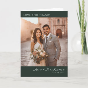 Carte De Remerciements Photo Romantique Vert Foncé Joyeux