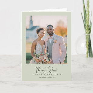 Carte De Remerciements Photo romantique vert pastel