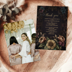 Carte De Remerciements Photo Royale Florale Gothique Mariage