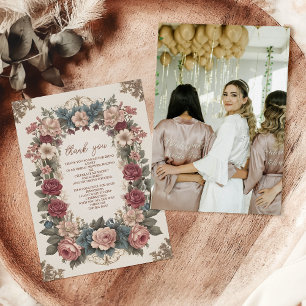 Carte De Remerciements Photo Royale Mariage Floral Fantaisiste Victoria