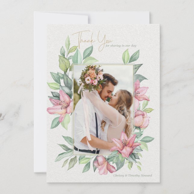 Carte de remerciements photo Rubrum Lilies (Devant)