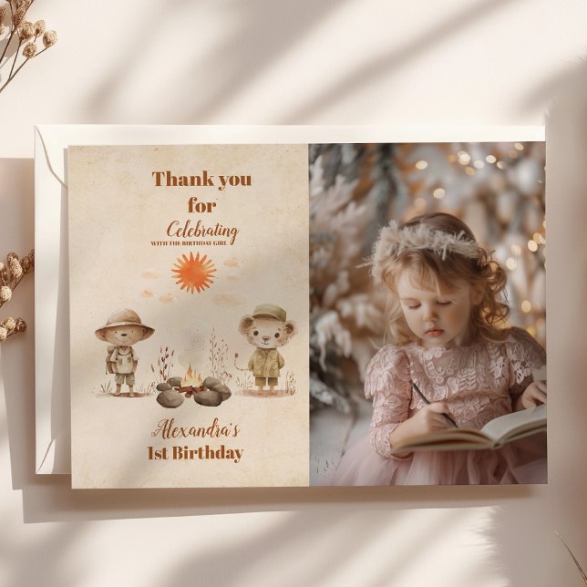 Carte De Remerciements Photo Safari Tropical Wild One Jungle Animaux (Créateur téléchargé)