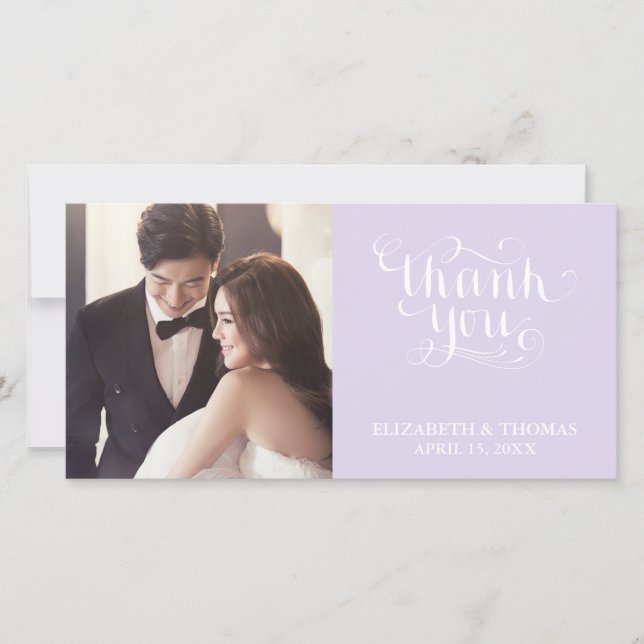 Carte de remerciements PHOTO SCRIPT ÉCRIT À LA MAI (Devant)