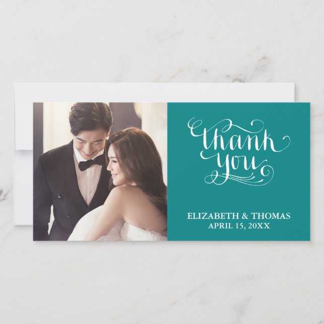 Carte de remerciements PHOTO SCRIPT ÉCRIT À LA MAI (Devant)