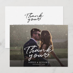 Carte De Remerciements Photo Script Mariage élégant