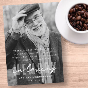 Carte De Remerciements Photo simple et moderne Memorial