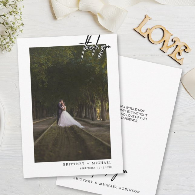 Carte De Remerciements Photo simple et simple à la main (Créateur téléchargé)